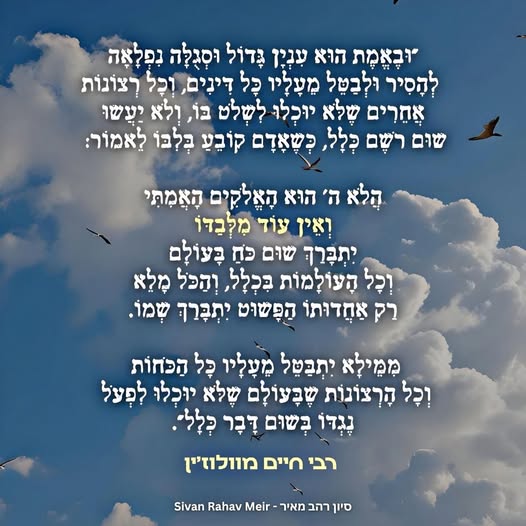 אין עוד מלבדו רבי חיים מוולוז'ין